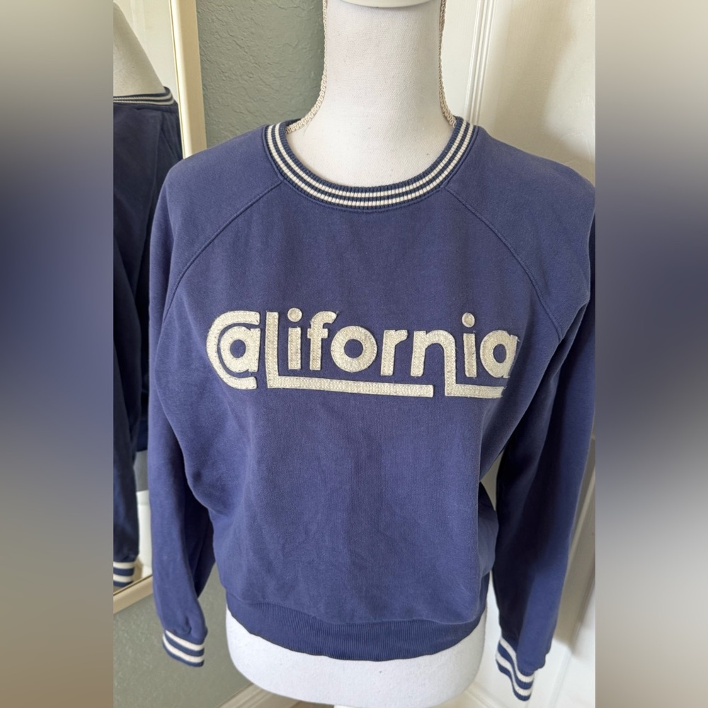 Marine Layer Navy Blue California Puff Logo Crewneck